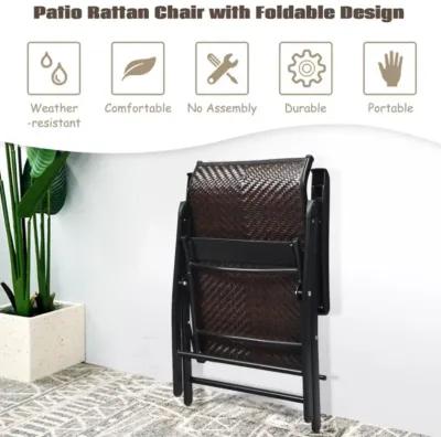 Hivvago 2 Pieces Patio Rattan Folding Reclining Chair