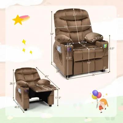 Kids Recliner Chair with Cup Holder and Footrest for Children