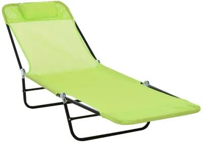 Green Patio Recliner: 5-Level Adjustable Chaise with Breathable Mesh