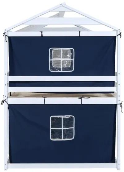 Merax Wood House Bunk Bed with Tent