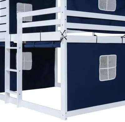 Merax Wood House Bunk Bed with Tent