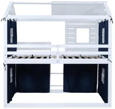 Merax Wood House Bunk Bed with Tent