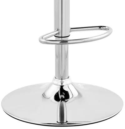 Faux Leather and Metal Adjustable Bar Stool, Cream and Silver-Benzara