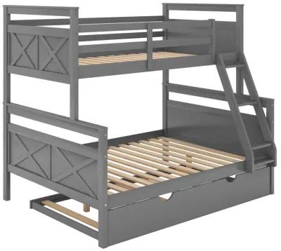 Merax Twin over Full Bunk Bed with Ladder, Twin Size Trundle, Safety Guardrail