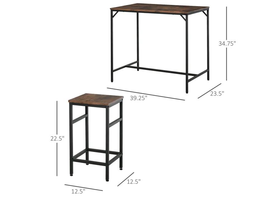 Rustic Dining Set: Industrial 5-Piece Bar Table and Stools