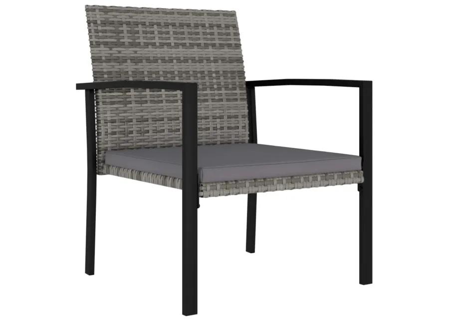 vidaXL Garden Dining Chairs 2 pcs Poly Rattan Gray