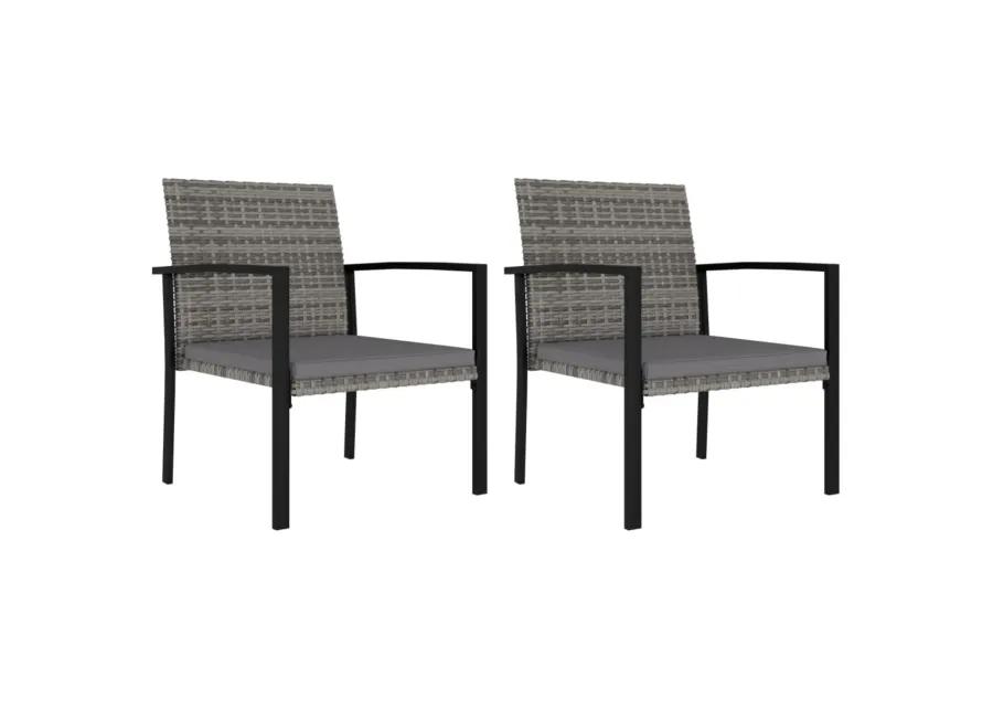 vidaXL Garden Dining Chairs 2 pcs Poly Rattan Gray