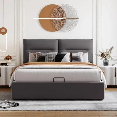 Upholstered Platform Bed With A Hydraulic Storage System, Queen Size