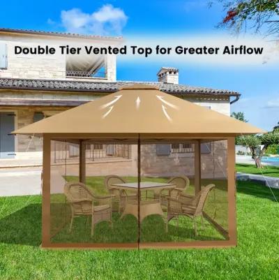 13 x 13 Feet Pop-up Instant Canopy Tent with Mesh Sidewall