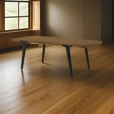 Hilly 59-83 Inch Extendable Dining Table, Rubberwood, Brown and Black  - Benzara