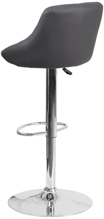 Flash Furniture Contemporary Gray Vinyl Bucket Seat Adjustable Height Barstool with Chrome Base