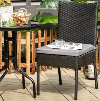 Set of 4 Patio Rattan Wicker Dining Chairs Set with Soft Cushions