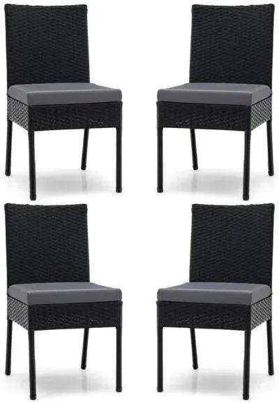 Set of 4 Patio Rattan Wicker Dining Chairs Set with Soft Cushions