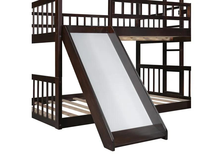 Merax Triple Bunk Bed with Guardrails