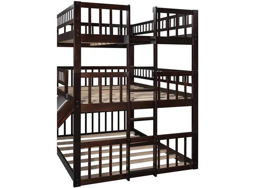 Merax Triple Bunk Bed with Guardrails