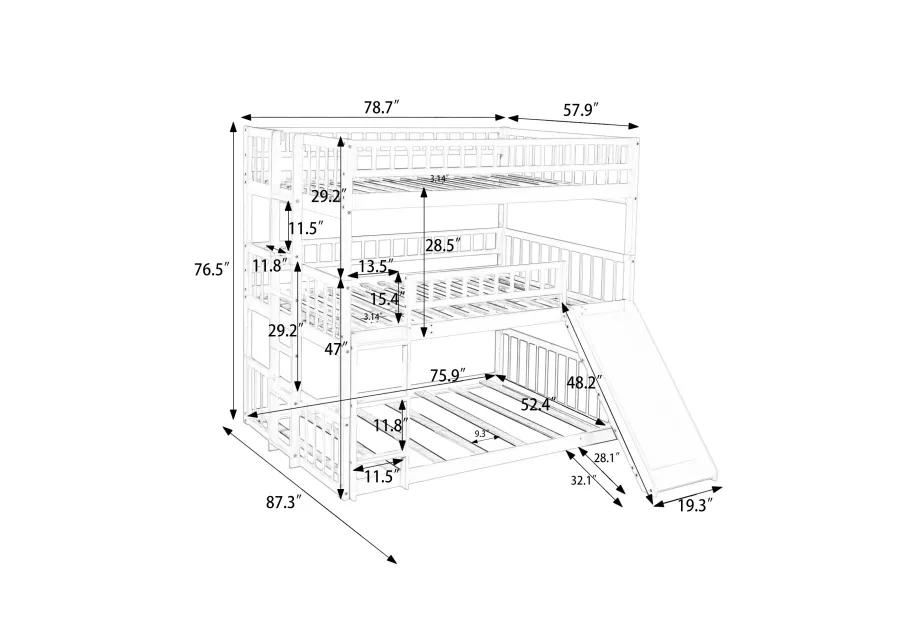 Merax Triple Bunk Bed with Guardrails