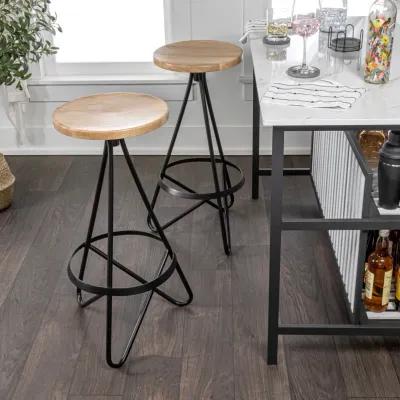 Spiroa 30" Modern Industrial Metal Backless Circular Bar Stool