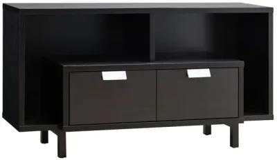 Jett 47 Inch TV Entertainment Console, 2 Drawers, 2 Shelves, U Legs, Brown-Benzara