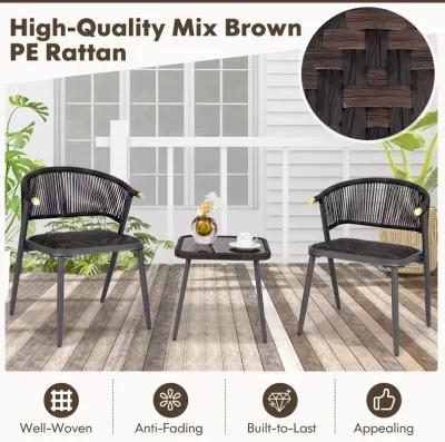 3 Pieces Patio Rattan Furniture Set for Backyard Poolside-Brown and Black