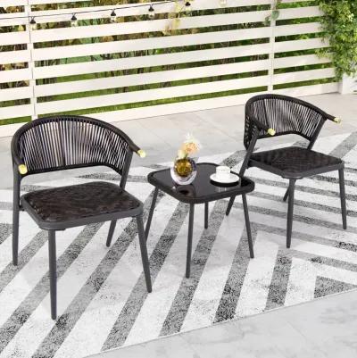 3 Pieces Patio Rattan Furniture Set for Backyard Poolside-Brown and Black