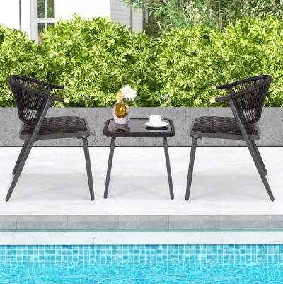 3 Pieces Patio Rattan Furniture Set for Backyard Poolside-Brown and Black