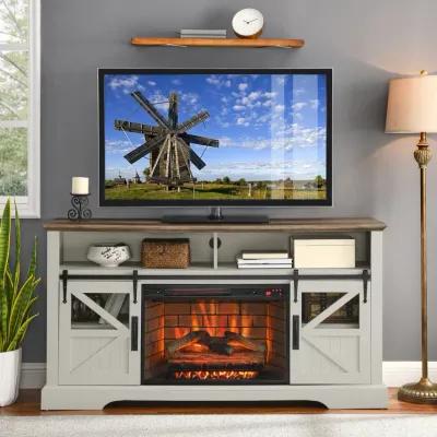 MONDAWE 60 Inch Electric Fireplace  Entertainment Center With Door Sensor