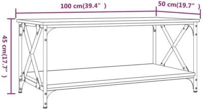 Coffee Table Black 39.4"x19.7"x17.7" Engineered Wood and Iron