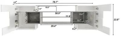 Modern Grey TV Stand with LED Shelves