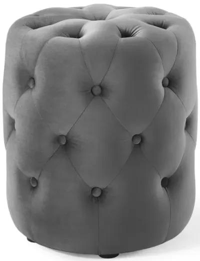 Amour Tufted Button Round Performance Velvet Ottoman