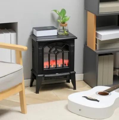 Hivvago Black Electric Fireplace Heater with Realistic Log Flame LED