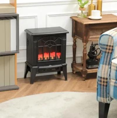 Hivvago Black Electric Fireplace Heater with Realistic Log Flame LED