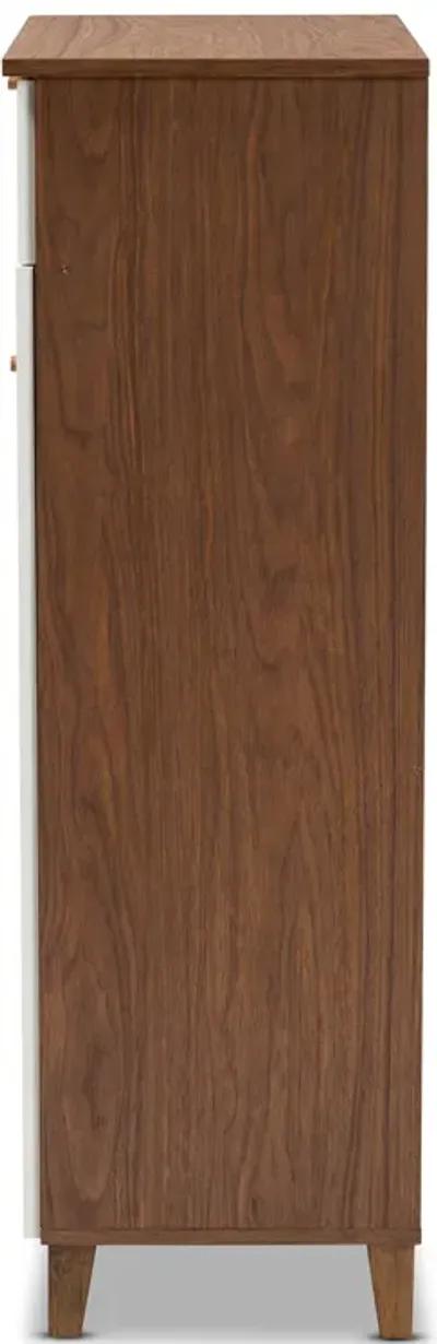 Baxton Studio Coolidge Modern 5 Shelf Wood Shoe Storage Cabinet with Drawer