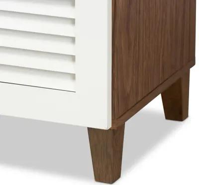 Baxton Studio Coolidge Modern 5 Shelf Wood Shoe Storage Cabinet with Drawer