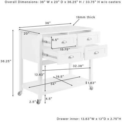 Connell Kitchen Island/Cart White/White Marble