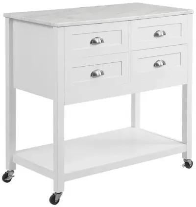 Connell Kitchen Island/Cart White/White Marble