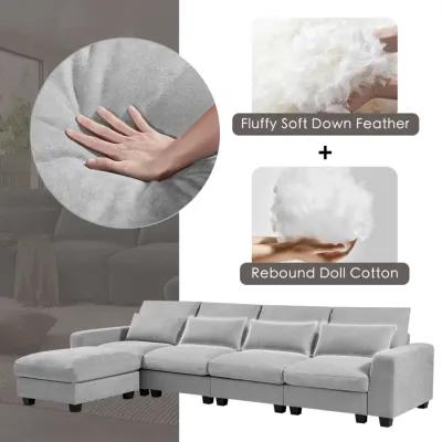 Modern Large L-Shape Feather Filled Sectional Sofa