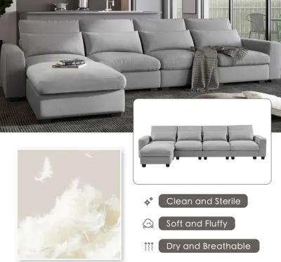 Modern Large L-Shape Feather Filled Sectional Sofa