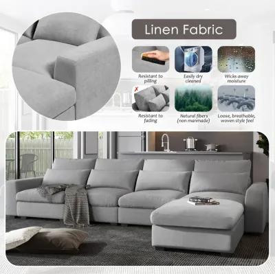 Modern Large L-Shape Feather Filled Sectional Sofa