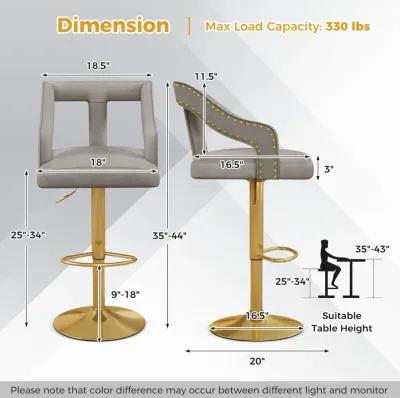 Set of 2 Bar Chairs with Footrest 2-Layer Electroplated Metal Base for Enhanced Durability