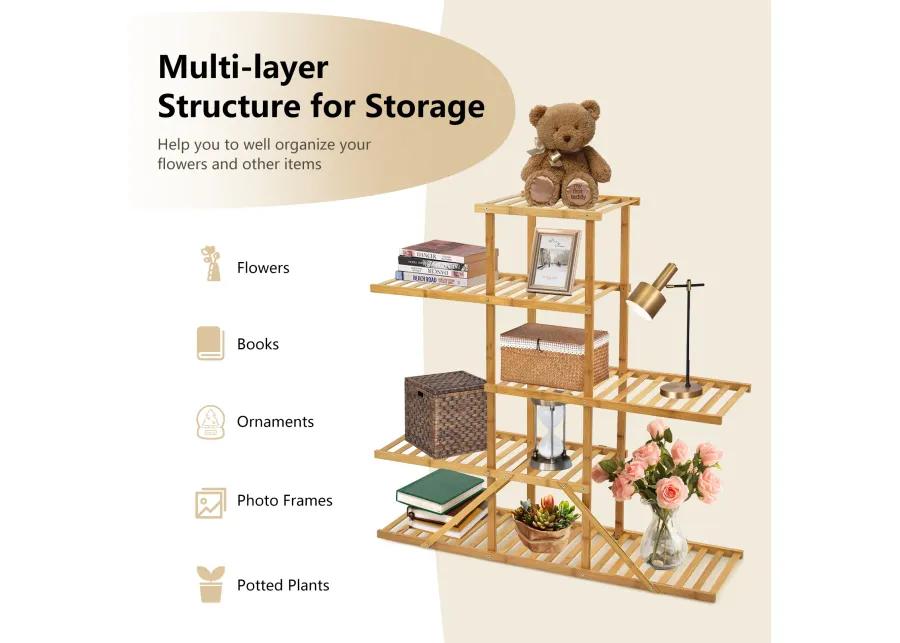 5-tier 10 Potted Bamboo Plant Stand