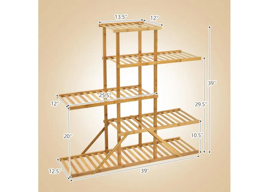 5-tier 10 Potted Bamboo Plant Stand