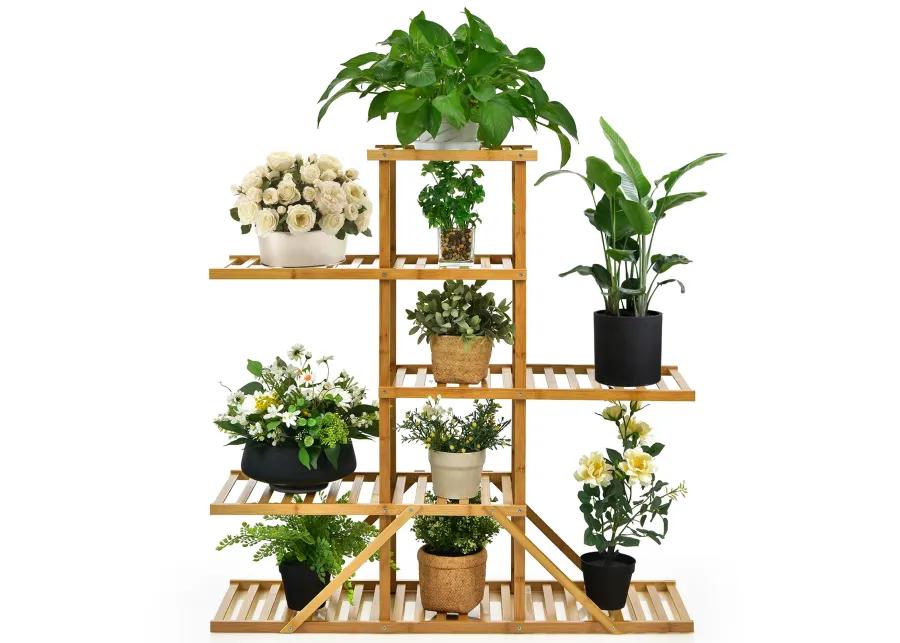 5-tier 10 Potted Bamboo Plant Stand