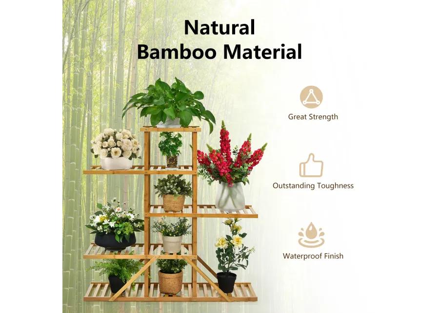 5-tier 10 Potted Bamboo Plant Stand