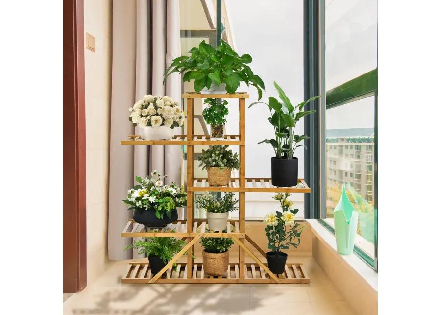 5-tier 10 Potted Bamboo Plant Stand