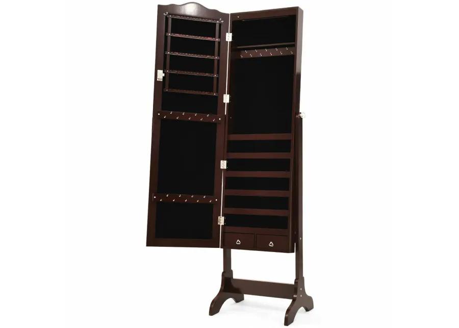 14 LED Jewelry Armoire Cabinet with Full Length Mirror and 4 Tilting Angles