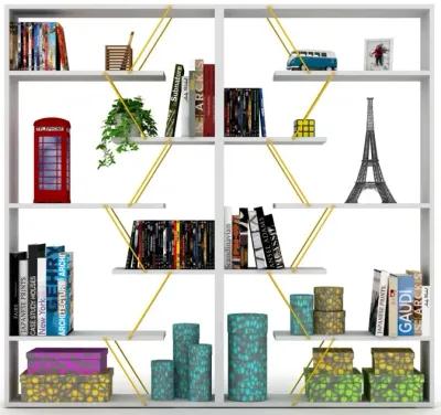 Wood Frame Etagere Open Back 6 Shelves Bookcase Industrial Bookshelf