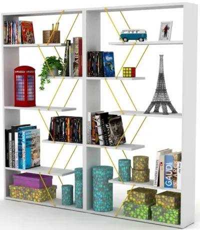 Wood Frame Etagere Open Back 6 Shelves Bookcase Industrial Bookshelf