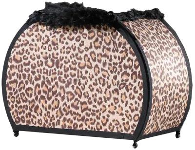 Wigi 12 Inch Accent Lamp, Purse, Cheetah Animal Print, Brown Black Faux Fur - Benzara