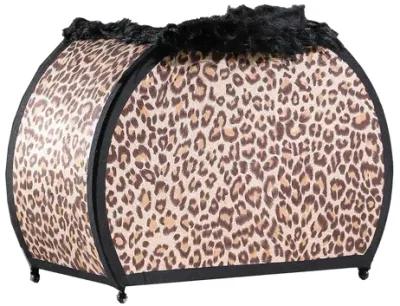 Wigi 12 Inch Accent Lamp, Purse, Cheetah Animal Print, Brown Black Faux Fur - Benzara