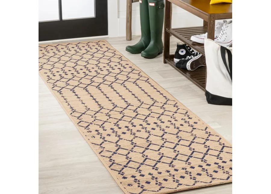 Ourika Moroccan Geometric Textured Weave Indoor/Outdoor Runner Rug